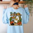 Ghost Library Reading Books Halloween Librarian Teacher Women's Sweatshirt Back Print Light Blue Ghost Library Reading Books Halloween Librarian Teacher Women's Sweatshirt Back Print Light Blue