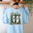 Ghost Plant Library Halloween Reading Books Teacher Vintage Women's Sweatshirt Back Print Light Blue