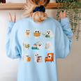 Ghost Reading Teacher Halloween Librarian Book Lover School Women's Sweatshirt Back Print Light Blue