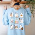 Ghost Speech Therapy Teacher Spooky Season Halloween Women's Sweatshirt Back Print Light Blue