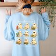 Ghosts Halloween Montessori Teacher Educator Costume Women's Sweatshirt Back Print Light Blue Ghosts Halloween Montessori Teacher Educator Costume Women's Sweatshirt Back Print Light Blue