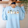 Ghosts Reading Books Library Halloween Teacher Men Women Kid Women's Sweatshirt Back Print Light Blue