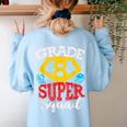 Grade 8 Super Squad Superhero Teacher Team Women's Sweatshirt Back Print Light Blue