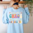 Groovy Some Call It Chaos We Call It Kindergarten Teacher Women's Sweatshirt Back Print Light Blue Groovy Some Call It Chaos We Call It Kindergarten Teacher Women's Sweatshirt Back Print Light Blue