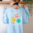 Groovy Happy To See Your Face Teacher School Appreciation Women's Sweatshirt Back Print Light Blue