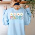 Groovy Teacher Cute Daisy Flower Retro Back To School Women's Sweatshirt Back Print Light Blue Groovy Teacher Cute Daisy Flower Retro Back To School Women's Sweatshirt Back Print Light Blue