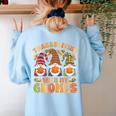 Groovy Thanksgiving With My Gnomie Women Teacher Fall Gnome Women's Sweatshirt Back Print Light Blue Groovy Thanksgiving With My Gnomie Women Teacher Fall Gnome Women's Sweatshirt Back Print Light Blue
