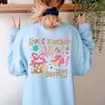 Half Teacher Half Iced Coffee Back To School Women's Sweatshirt Back Print Light Blue Half Teacher Half Iced Coffee Back To School Women's Sweatshirt Back Print Light Blue