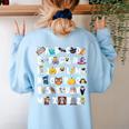 Halloween Alphabet ABCs Learning Kindergarten Teacher Men Women Kids Women's Sweatshirt Back Print Light Blue