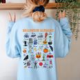 Halloween Alphabet ABCs Learning Kindergarten Teacher Women's Sweatshirt Back Print Light Blue Halloween Alphabet ABCs Learning Kindergarten Teacher Women's Sweatshirt Back Print Light Blue