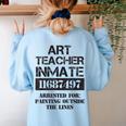 Halloween Art Teacher Prisoner Costume Women's Sweatshirt Back Print Light Blue Halloween Art Teacher Prisoner Costume Women's Sweatshirt Back Print Light Blue