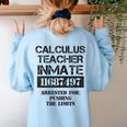 Halloween Calculus Teacher Prisoner Costume Women's Sweatshirt Back Print Light Blue