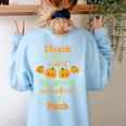 Halloween Cutest Pumpkins First Grade Teacher Women's Sweatshirt Back Print Light Blue Halloween Cutest Pumpkins First Grade Teacher Women's Sweatshirt Back Print Light Blue