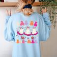 Halloween Dance Teacher Pas De Boo-Ree Ghost Ballet Dancer Women's Sweatshirt Back Print Light Blue