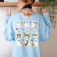 Halloween Ghost Music Teacher Playing Instruments Women's Sweatshirt Back Print Light Blue