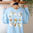 Halloween Ghost Playing Musical Instruments Music Teacher Women's Sweatshirt Back Print Light Blue