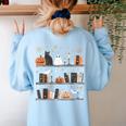 Halloween Library Ghost Books Teacher Spooky Trick Or Teach Women's Sweatshirt Back Print Light Blue Halloween Library Ghost Books Teacher Spooky Trick Or Teach Women's Sweatshirt Back Print Light Blue