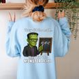 Halloween Monster Math Pun Teacher Humor Women's Sweatshirt Back Print Light Blue