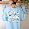 Halloween PE Teacher Ghost Playing Soccer Football Baseball Women's Sweatshirt Back Print Light Blue Halloween PE Teacher Ghost Playing Soccer Football Baseball Women's Sweatshirt Back Print Light Blue