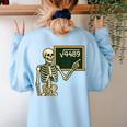Halloween Skeleton 67 Meme Square Root 4489 Math Teacher Women's Sweatshirt Back Print Light Blue