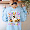 Halloween Teacher You Can't Scare Me I Teach Fifth Grade Women's Sweatshirt Back Print Light Blue