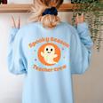 Halloween Teacher Crew Spooky Season Retro Ghost Women's Sweatshirt Back Print Light Blue Halloween Teacher Crew Spooky Season Retro Ghost Women's Sweatshirt Back Print Light Blue