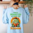 Halloween Teacher Librarian Monster Reading Books Men Women Kids Women's Sweatshirt Back Print Light Blue Halloween Teacher Librarian Monster Reading Books Men Women Kids Women's Sweatshirt Back Print Light Blue
