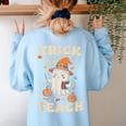 Halloween Teacher Shirts Women School Trick Or Teach Groovy Women's Sweatshirt Back Print Light Blue Halloween Teacher Shirts Women School Trick Or Teach Groovy Women's Sweatshirt Back Print Light Blue