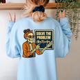 Halloween Teacher Six Seven Meme 6 7 Skeleton Spooky Costume Women's Sweatshirt Back Print Light Blue