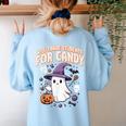 Halloween Teacher Trade Students For Candy Costume Women Women's Sweatshirt Back Print Light Blue