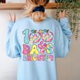 Happy 100th Day Of School 100 Days Brighter Teachers Kids Women's Sweatshirt Back Print Light Blue Happy 100th Day Of School 100 Days Brighter Teachers Kids Women's Sweatshirt Back Print Light Blue