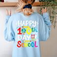 Happy 100th Day Of School 100 Days Of School Teacher Student Women's Sweatshirt Back Print Light Blue