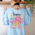Happy Dot Day 2025 Coquette Bow Teachers Kids Boys Girls Women's Sweatshirt Back Print Light Blue