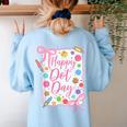 Happy Dot Day Bow Coquette For Teacher Girls Women's Sweatshirt Back Print Light Blue