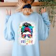 Happy Fri-Yay Friday Teacher Life Happy Friday Women's Sweatshirt Back Print Light Blue