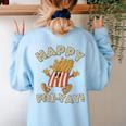 Happy Fri Yay Retro French Fries Friday Lovers Fun Teacher Women's Sweatshirt Back Print Light Blue Happy Fri Yay Retro French Fries Friday Lovers Fun Teacher Women's Sweatshirt Back Print Light Blue