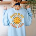 Happy To See Your Face Retro Happy Teacher Back To School Women's Sweatshirt Back Print Light Blue Happy To See Your Face Retro Happy Teacher Back To School Women's Sweatshirt Back Print Light Blue
