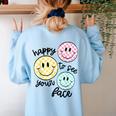Happy To See Your Face Smile Face Teacher Back To School Women's Sweatshirt Back Print Light Blue Happy To See Your Face Smile Face Teacher Back To School Women's Sweatshirt Back Print Light Blue