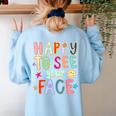 Happy To See Your Face Teacher Retro Back To School Women's Sweatshirt Back Print Light Blue Happy To See Your Face Teacher Retro Back To School Women's Sweatshirt Back Print Light Blue