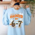 Haunted By 6-7 Halloween Math Teacher Joke Women's Sweatshirt Back Print Light Blue Haunted By 6-7 Halloween Math Teacher Joke Women's Sweatshirt Back Print Light Blue