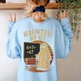 Haunted By 67 Ghost Math Joke Student Halloween Nerd Teacher Women's Sweatshirt Back Print Light Blue