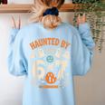 Haunted By 6x7 Math Teacher Halloween Pun Women's Sweatshirt Back Print Light Blue Haunted By 6x7 Math Teacher Halloween Pun Women's Sweatshirt Back Print Light Blue