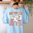 Haunted By My TBR Cute Ghosts Book Reading Teacher Halloween Women's Sweatshirt Back Print Light Blue