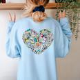 Heart Shape Art Teacher And Painting Sketching Artist Women's Sweatshirt Back Print Light Blue