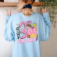 Hello 3rd Third Grade Back To School Pink Leopard Teacher Women's Sweatshirt Back Print Light Blue Hello 3rd Third Grade Back To School Pink Leopard Teacher Women's Sweatshirt Back Print Light Blue
