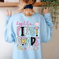 Hello First Grade Teacher Coquette Pencil Bow Back To School Women's Sweatshirt Back Print Light Blue
