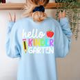 Hello Kindergarten Team Kinder Back To School Teacher Kids Women's Sweatshirt Back Print Light Blue Hello Kindergarten Team Kinder Back To School Teacher Kids Women's Sweatshirt Back Print Light Blue