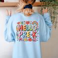Hello Pre-K Back To School Teacher Student Fun Graphic Tee Women's Sweatshirt Back Print Light Blue Hello Pre-K Back To School Teacher Student Fun Graphic Tee Women's Sweatshirt Back Print Light Blue