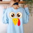 Hilarious Turkey Halloween Thanksgiving Teacher Nurse Women's Sweatshirt Back Print Light Blue