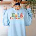 Hola Estudiantes Spanish Teacher Women's Sweatshirt Back Print Light Blue Hola Estudiantes Spanish Teacher Women's Sweatshirt Back Print Light Blue